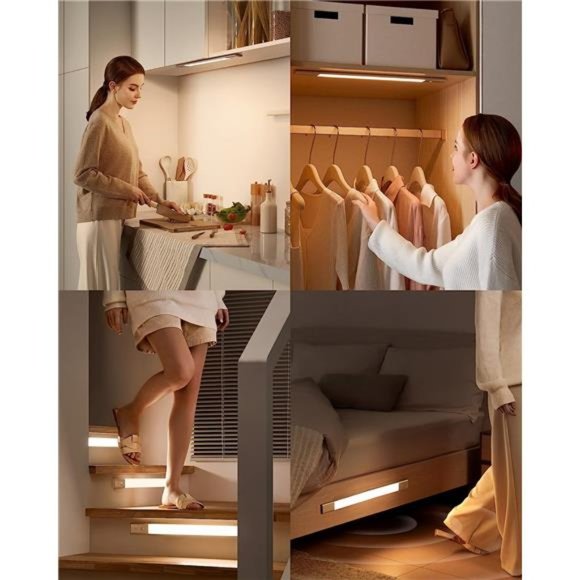 Motion Sensor Cabinet Lights,48LED Detachable Battery Powered Operated Dimmable - Picture 4 of 6